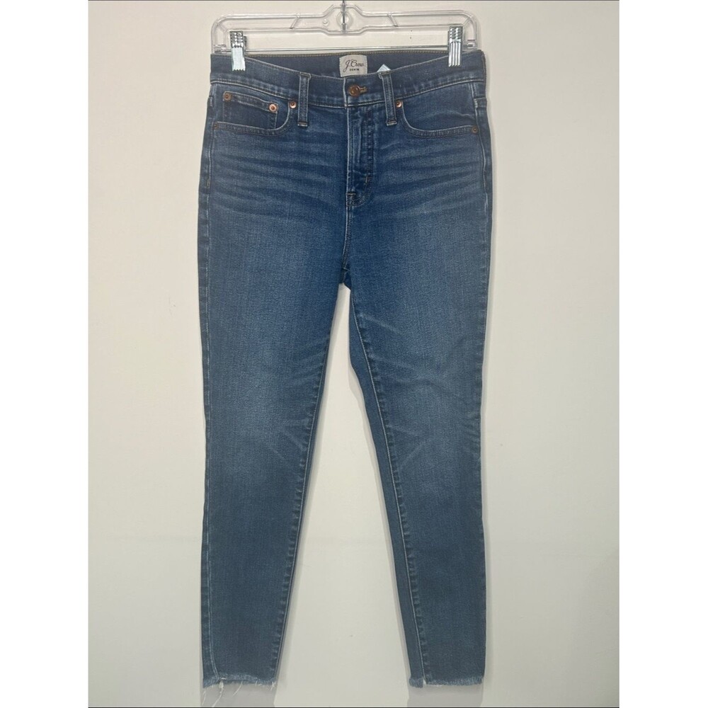 J.Crew Toothpick Skinny Jeans Women’s 26 Medium Wash Raw Hem Stretch Denim